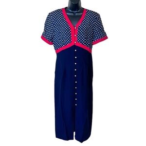 Vintage Pinup Style Nautical Polka Dot Dress